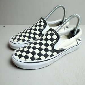 VANS Off The Wall Slip On Checkered 721356 White Black Shoes Womens 6.5 Mens 5